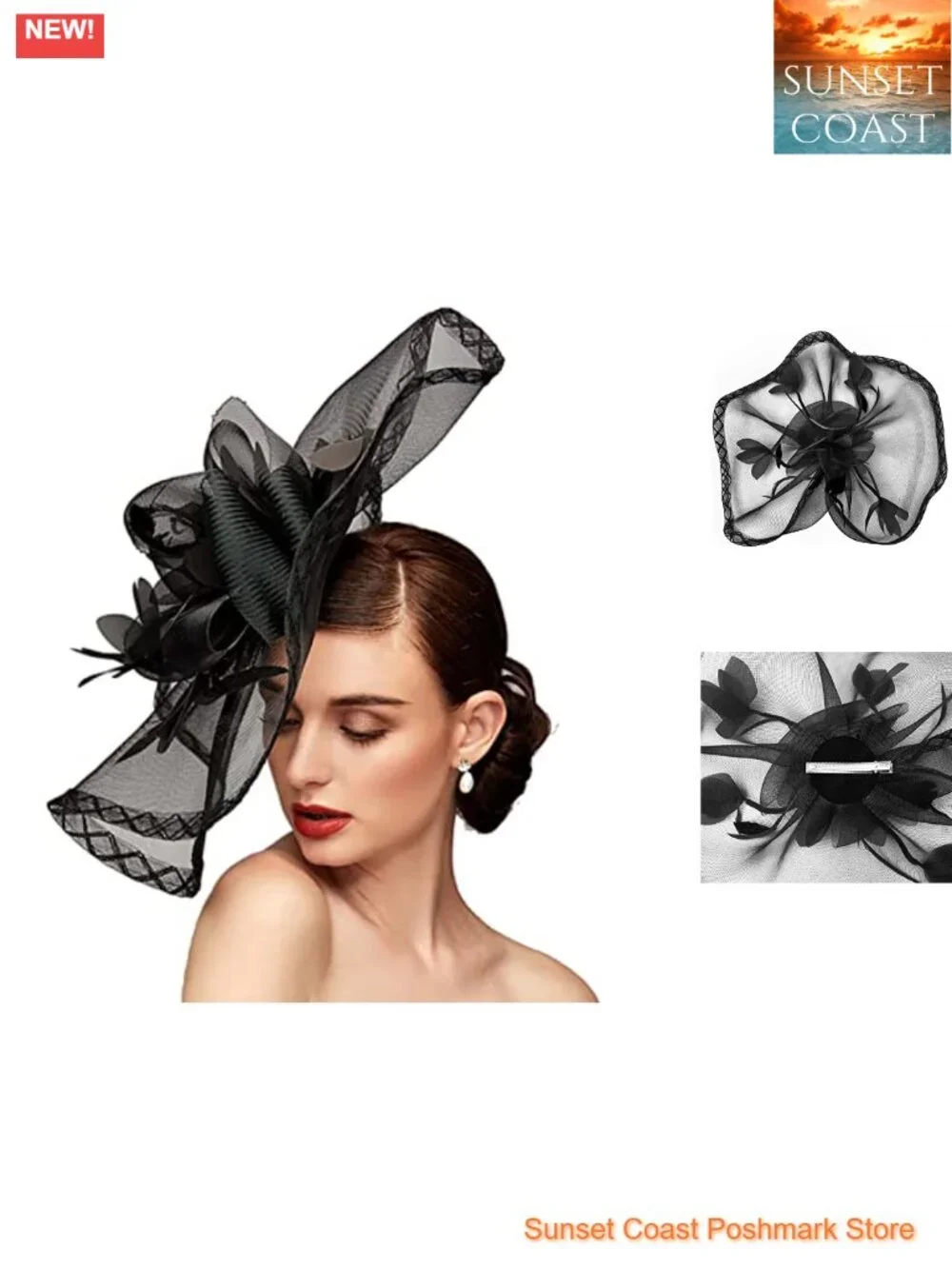 Mesh Floral Feather Fascinator Headband for Women Wedding Cocktail Tea Party